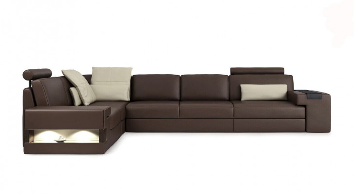 Ledersofa Sofa Modernes Polster Leder Design Ecksofa Couch Textil