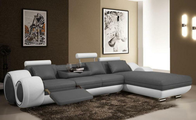 Gerundete Ecksofa Couch Moderne Sitzpolster Garnituren Wohnlandschaften