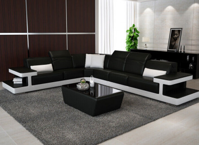 Ledersofa L-Form Couch Wohnlandschaft Dekor Ecksofa Garnitur Design Modern