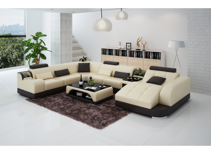 Ledersofa Designer Sofa U Form Wohnlandschaft Couch Polster Ecksofa