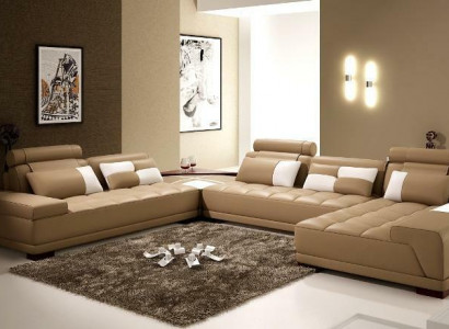 Ecksofa Ledersofa Polster Wohnlandschaft Couch Sofa Eckgarnitur UForm