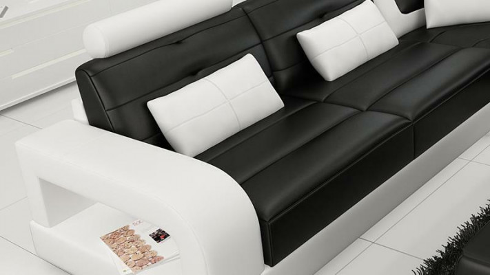 Ledersofa Ecksofa + Couchtisch Garnitur Polster LForm Sofa Design