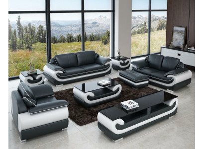 Ledersofa Couch Wohnlandschaft 3+1+1 Sitzer Garnitur Design Modern Sofa