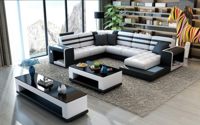 Wohnlandschaft Ecksofa U-Form Sofa Couch Design Couch Textil Modern Polster Neu