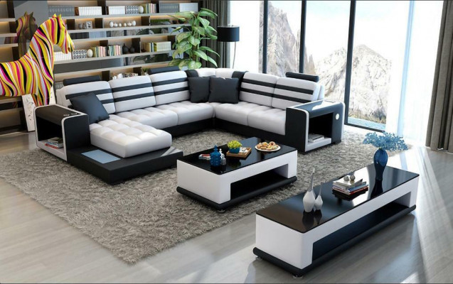 Wohnlandschaft Ecksofa U-Form Sofa Couch Design Couch Textil Modern Polster Neu