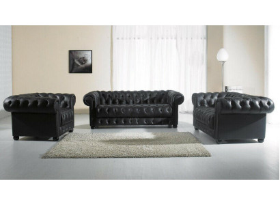 Chesterfield Couchen Sofas Leder 3+2 Sitzer Sofagarnitur Garnituren Set