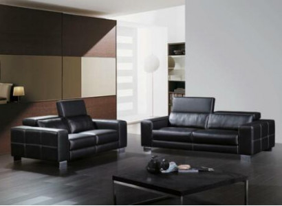 Set Ledersofa Couch Wohnlandschaft 3+1+1 Sitzer Garnitur Design Modern