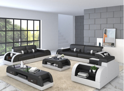 Sofagarnitur Polster 321 Sitzer Set Design Sofas Couchen Leder Modern
