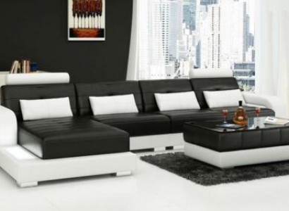 Ecksofa Sofa Couch Ledersofa Sitz Eck Garnitur Polster Wohnlandschaft