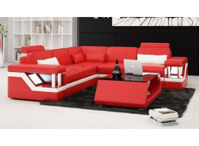 Designer Sofa Couch Ecksofa Leder Textil Polster Garnitur Wohnlandschaft