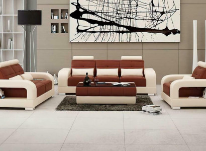 Sofagarnitur Polster 3+1+1 Sitzer Set Design Sofas Couchen Leder Modern