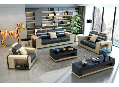 Sofagarnitur 321 Sitzer Tisch Hocker Couchtisch Sideboard Garnitur Moderne 5tlg.