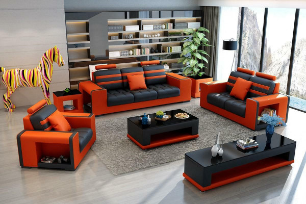 Sofagarnitur 321 Sitzer Tisch Hocker Couchtisch Sideboard Garnitur Moderne 5tlg.
