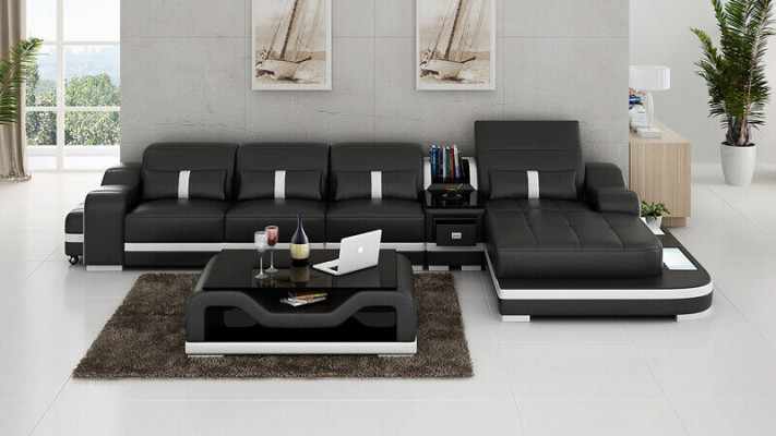 Ecksofa Stoff LForm Bettfunktion Couch Design Polster Textil Leder Eck