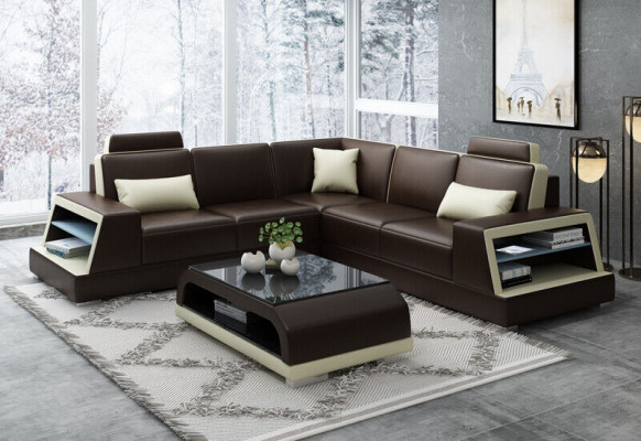 Ecksofa Ledersofa Polster Wohnlandschaft Sofa Couch Eckgarnitur L Form