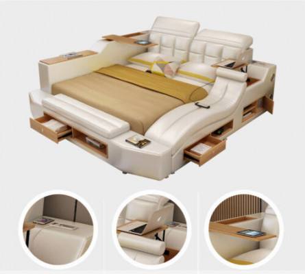 Funktion Bett Doppelbett Lederbett Betten Leder Polster Schlafzimmer Ehe