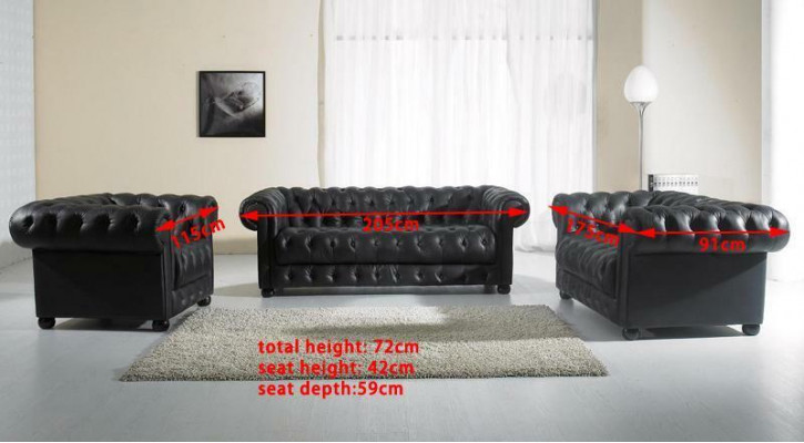Chesterfield Sofa Couch Polster Designer 3 Sitzer Garnitur Sofas Neu