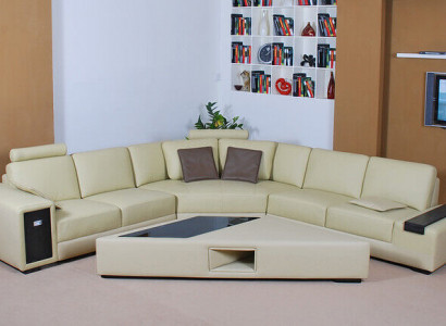 Designer Sofa Couch Ecksofa mit Hocker Garnitur Polster Wohnlandschaft