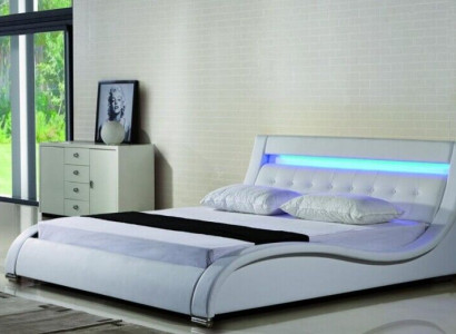 Lederbett Polsterbett Bett Betten Leder Leder Polster Ehe mit Belechtung