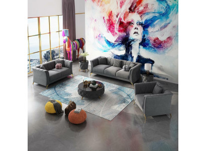 Designer Chesterfield Sofagarnitur Sofa Couch Polster Set Samt 321 Sitz Couchen