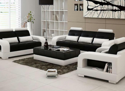 Ledersofa Couch Sofagarnitur 3+2 Garnitur Design Modern Sofa Sitzer Garnituren