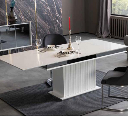 Luxus Tisch Esszimmer Set Garnitur Esstisch + 4x Lehnstuhl Kommode Spiegel 7tlg.