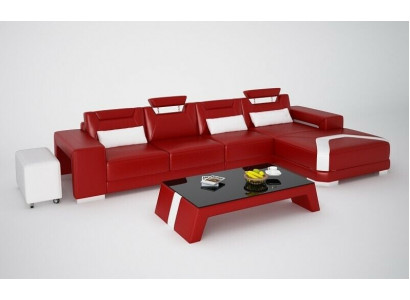 Garnitur Möbel Wohnzimmer Komplett Set 3tlg. Ecksofa Sofa Hocker Tisch