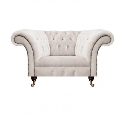 Sessel Weiß Textil Stoff Polstersitz Einrichtung Sitz Möbel Chesterfield