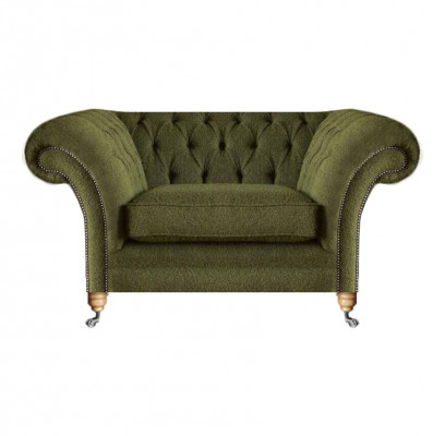 Luxus Sessel Modern Grün Wohnzimmer Polstermöbel Textil Sitz Chesterfield