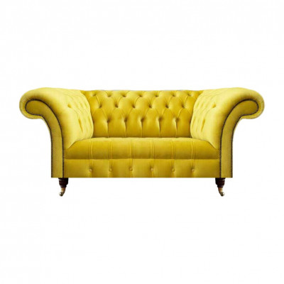 Zweisitzer Sofa Couch Gelb Modern Einrichtung Design Möbel Chesterfield