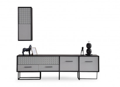 Designer Schwarz-Weißer TV-Lowboard Wandschrank Luxuriöse Holz Möbel