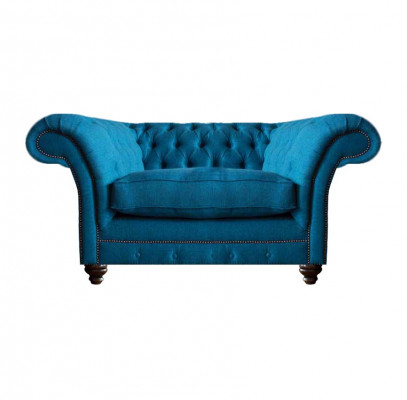 Luxus Blau Sessel Wohnzimmer Sitz Möbel Chesterfield Polstermöbel Textil Neu