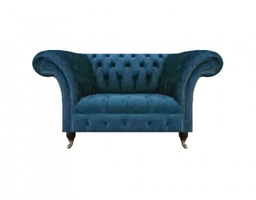 Modern Luxus Sofa Couch Zweisitzer Blau Chesterfield Textil Sofas Sitzmöbel