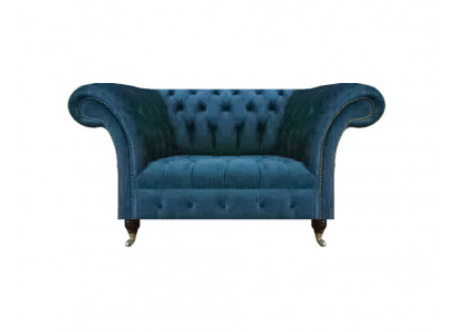 Modern Luxus Sofa Couch Zweisitzer Blau Chesterfield Textil Sofas Sitzmöbel