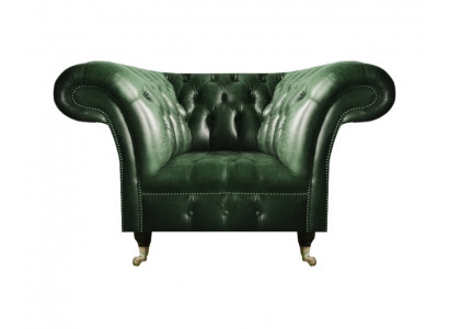 Grün Leder Sessel Wohnzimmer Chesterfield Luxus Polstermöbel Design Möbel