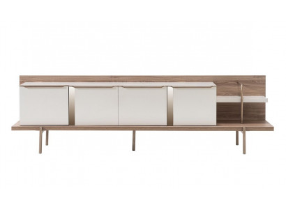 Stylish Weiß Hellbraun TV Schrank Wohnzimmer Luxus Möbel Holzschrank RTV