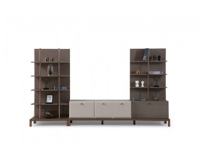 Moderne Wohnwand Designer TV-Lowboard Regalen 2tlg Set Wohnzimmer Möbel