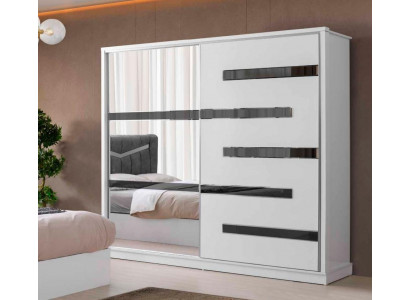 Weißer Kleiderschrank mit Schiebtüren Designer Holz Schlafzimmer Möbel
