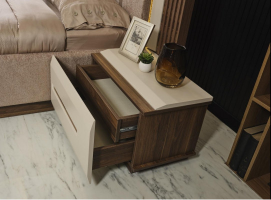Designer Weiß Braun Nachttische Deluxe Schlafzimmer Möbel Nacht Konsole