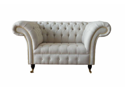 Sessel Couch Polster Sofa Textil Chesterfield Couchen 1,5 Sitzer Einsitzer Grau