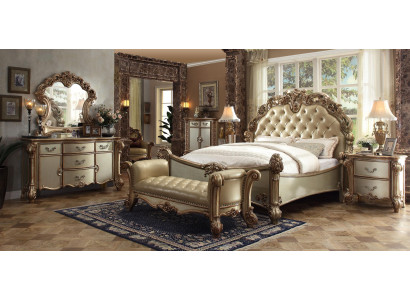 Bett 2x Nachttisch 3tlg. Klassisches Schlafzimmer Set Luxus Barock Rokoko
