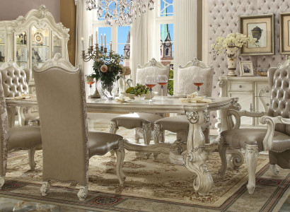 Königliche 7tlg. Garnitur Esszimmer Set Rokoko-Barock Tisch mit 6x Stühlen