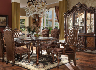 Komplett Deko Set Esstisch + 6 Stühle Esszimmer Set Ess Gruppe Holz Tisch