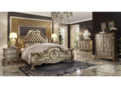 Bett 2x Nachttisch 3 tlg. Schlafzimmer Set Designer Luxus Betten Chesterfield