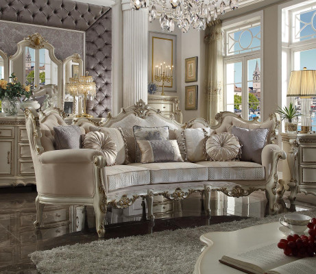 Halbrunde Viersitzer Wohnzimmer Couch Textil Barock Rokoko Luxus Sofa