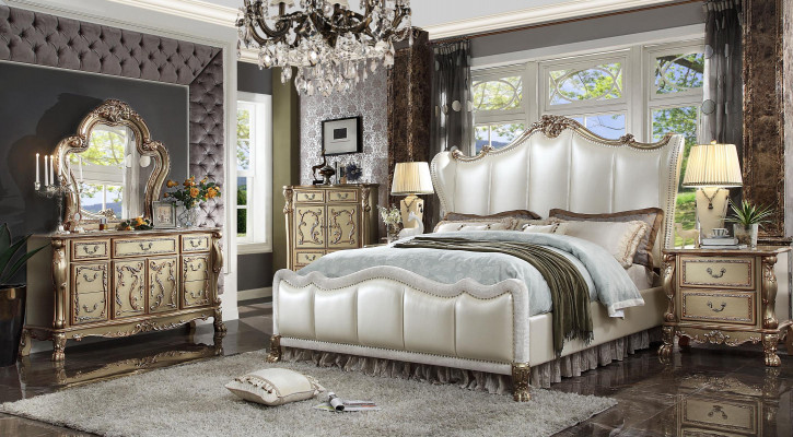 Chesterfield Set 3tlg. Garnitur Bett + 2x Nachttische Barock Stil Schlafzimmer
