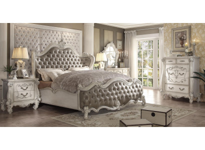 Klassisches Bett Barock Chesterfield Rokoko Stil Doppel Hotel Leder Antik