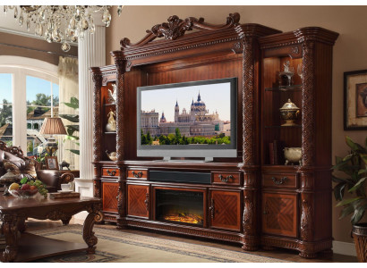 Designer Wohnzimmer Klassisch Dekorative TV Anbauwand Medienwand Fernsehwand