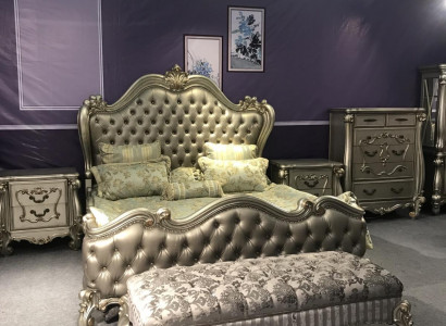 Bett 2x Nachttisch 3 tlg. Schlafzimmer Set Design Luxus Betten Chesterfield