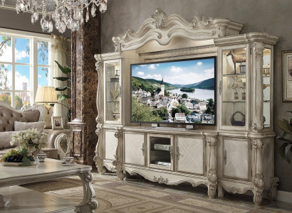 Klassische Wohnwand TV Wand Holz Stil Barock Regal Wohnzimmer Möbel
